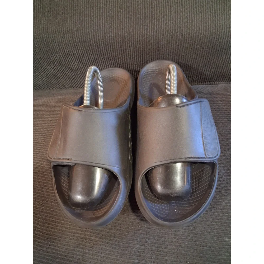 OOFOS OOahh Sport Flex Black Recovery Slide Sandals Mens 10 Womens 12 EU 43